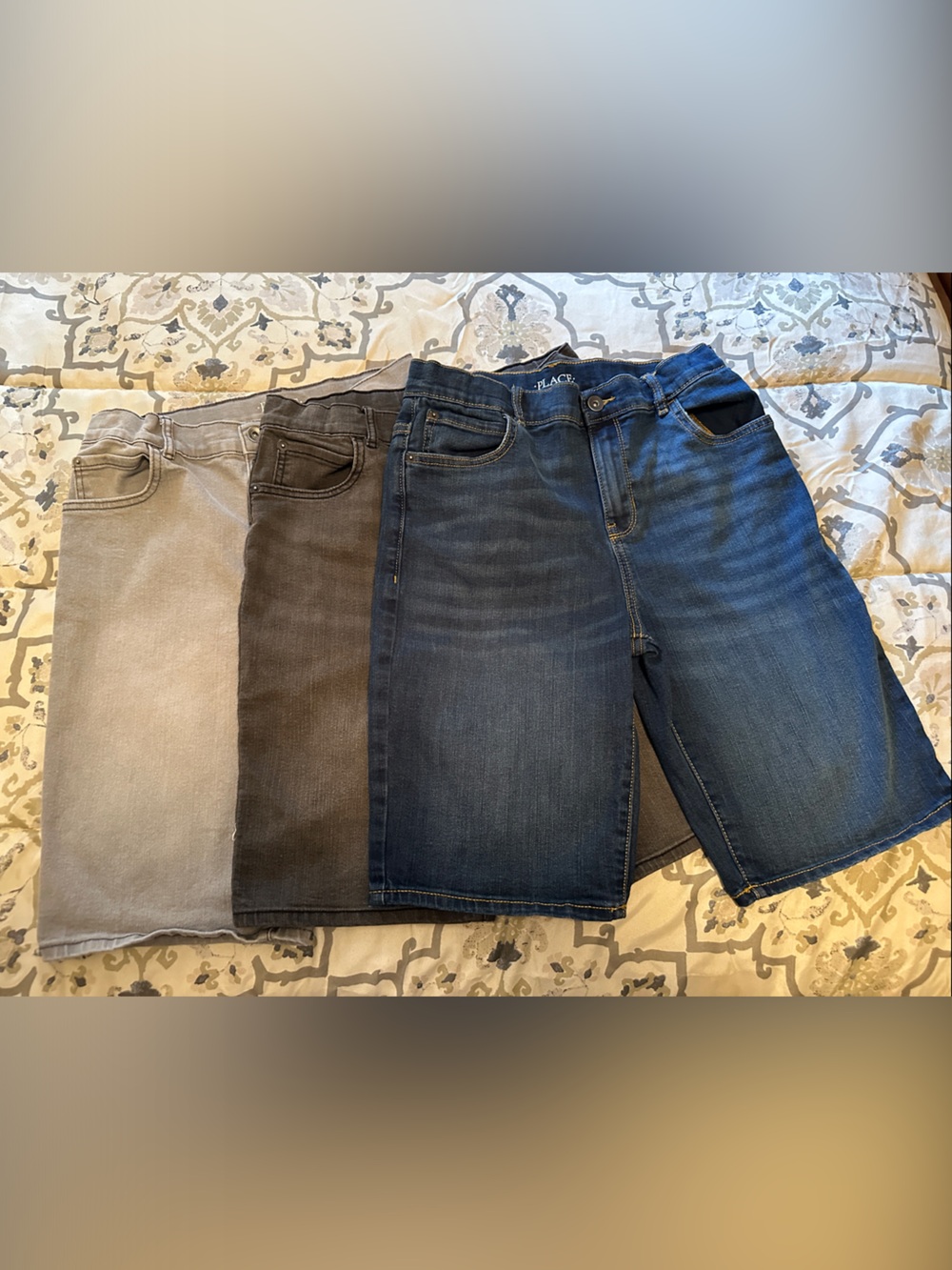 The Children's Place Boys Denim Shorts Trio in Blue, Gray & Black